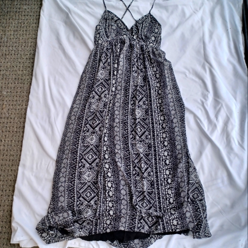 Hollister Black & White Patterned Maxi Dress